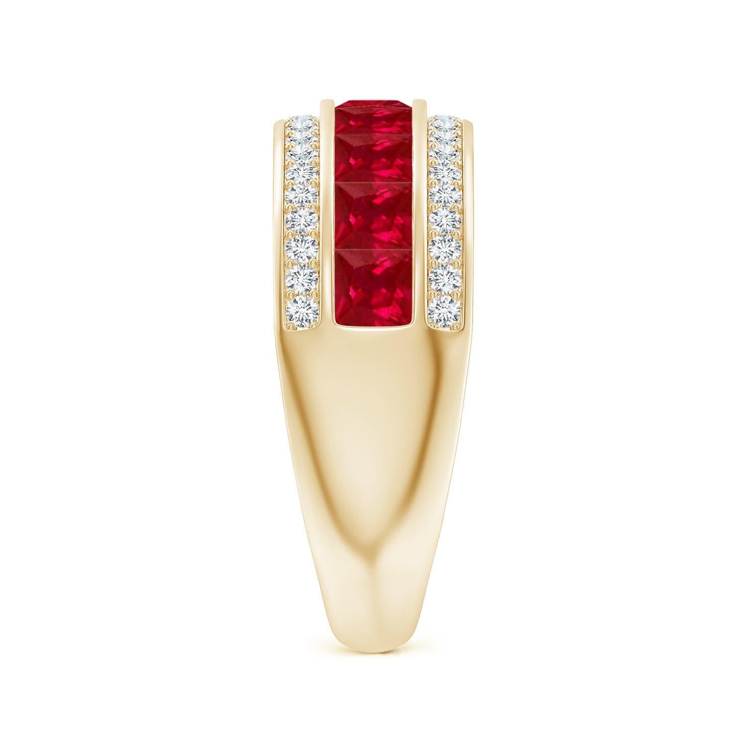 Angara Natural Square 1,8 ct Rubin und Diamant Eternity Band in 14K massivem Gold Damen im Angebot