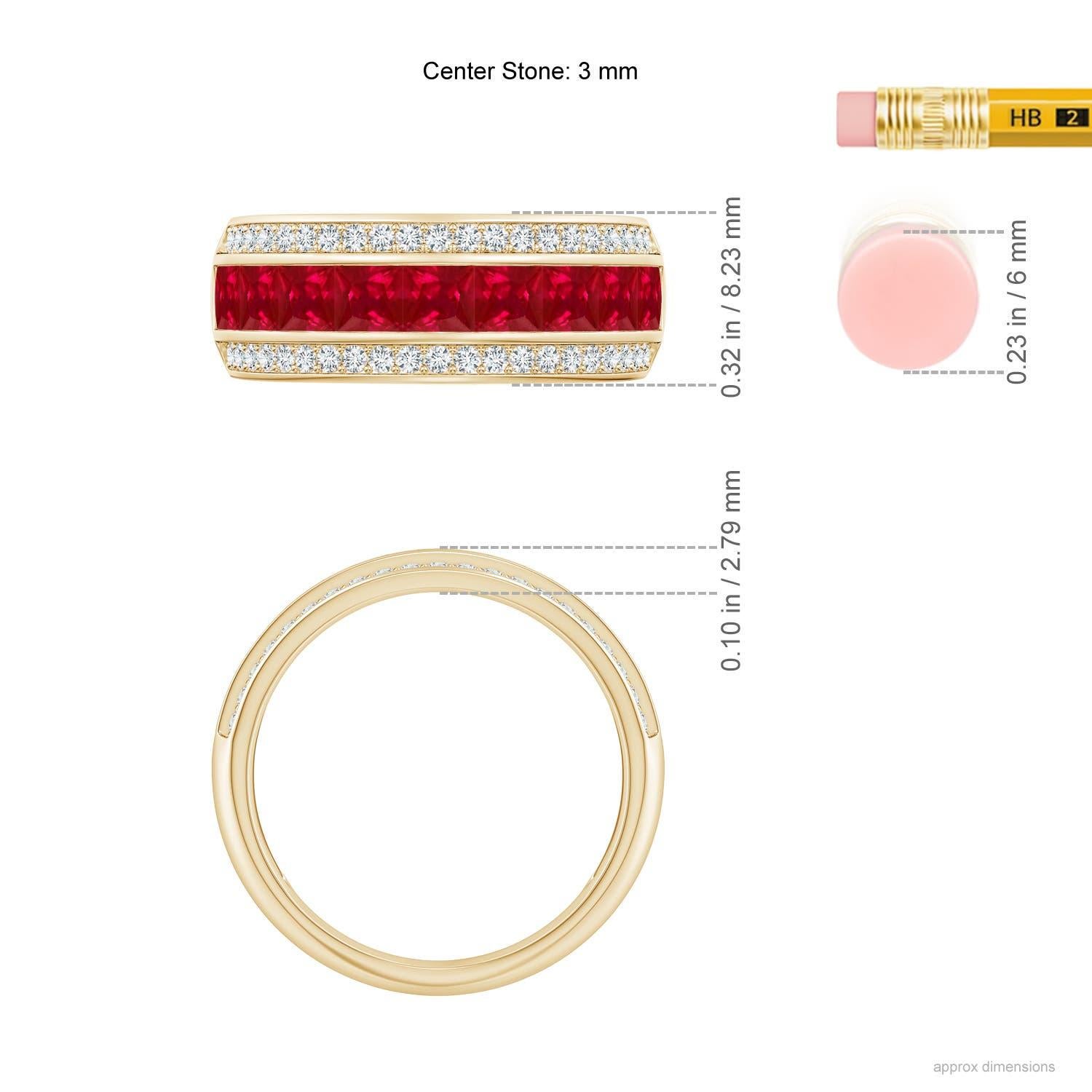 Angara Natural Square 1,8 ct Rubin und Diamant Eternity Band in 14K massivem Gold im Angebot 1