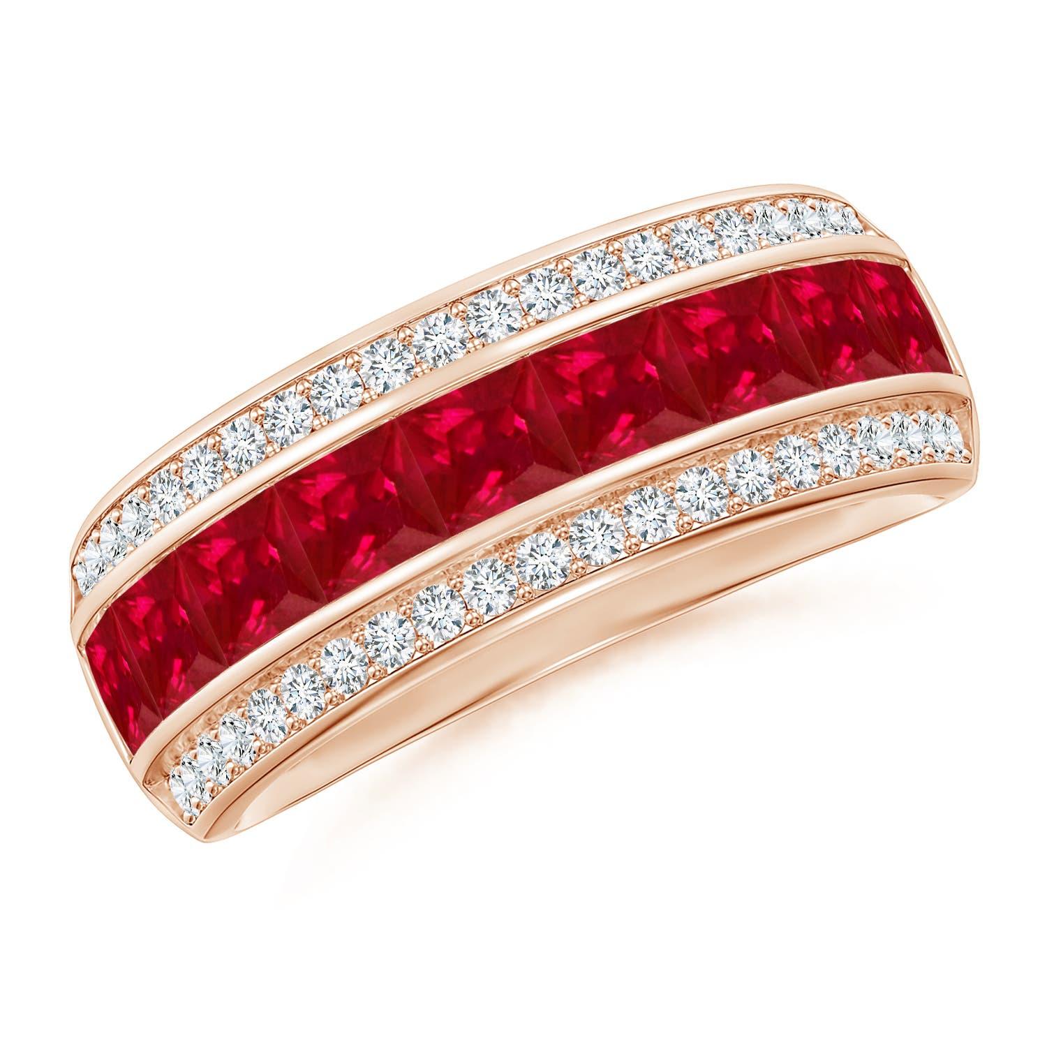 Angara Natural Square 1,8 ct Rubin und Diamant Eternity Band in 14K massivem Gold im Angebot 3