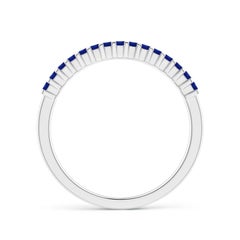 Angara Natural Square Blue Sapphire Semi Eternity Wedding Ring in 14K Solid Gold