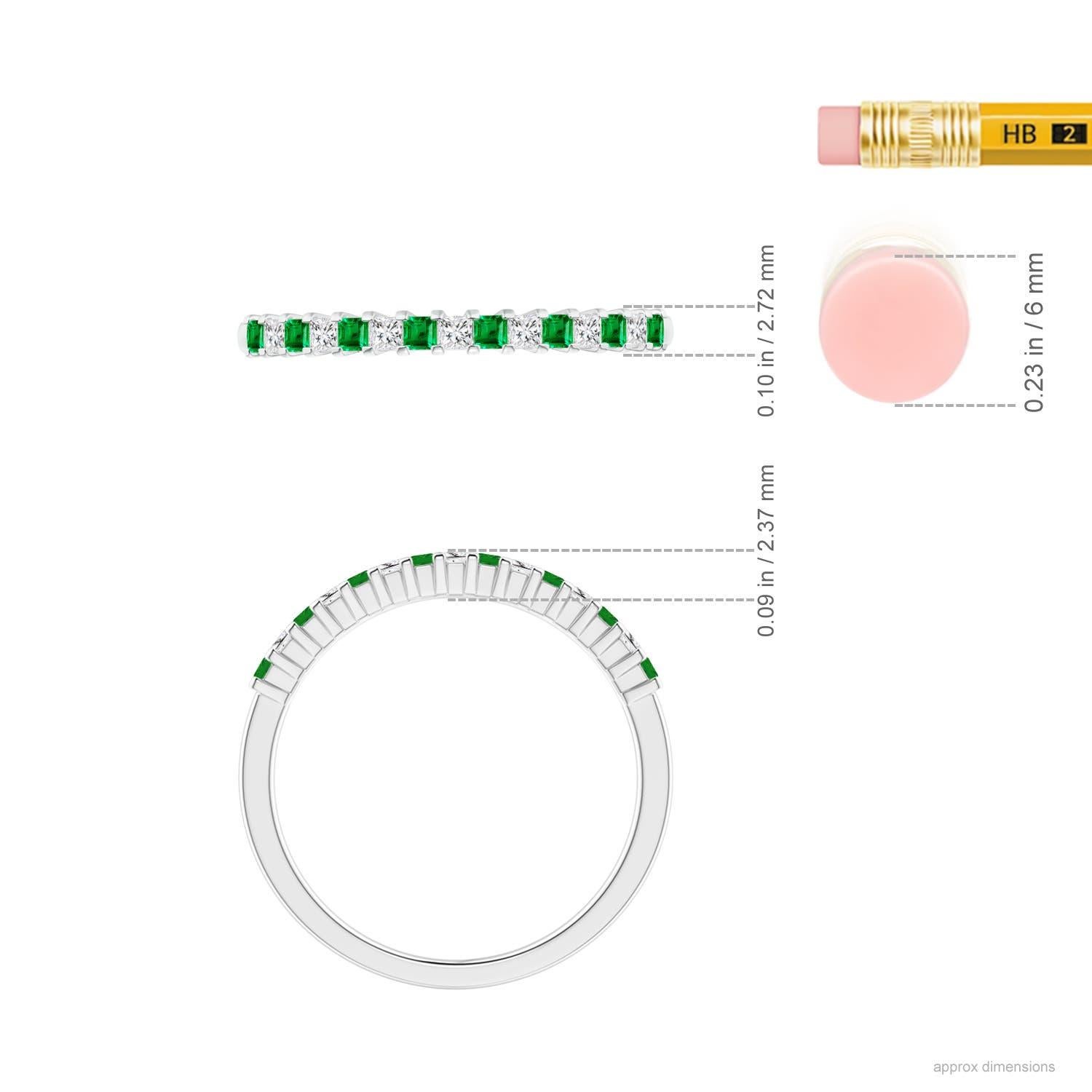 Angara Alianza de Esmeralda Natural Cuadrada y Diamante en Oro de 14K en venta 1