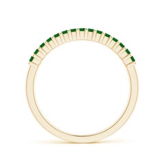 Anello nuziale classico con smeraldo quadrato naturale di Angara in oro massiccio 14K