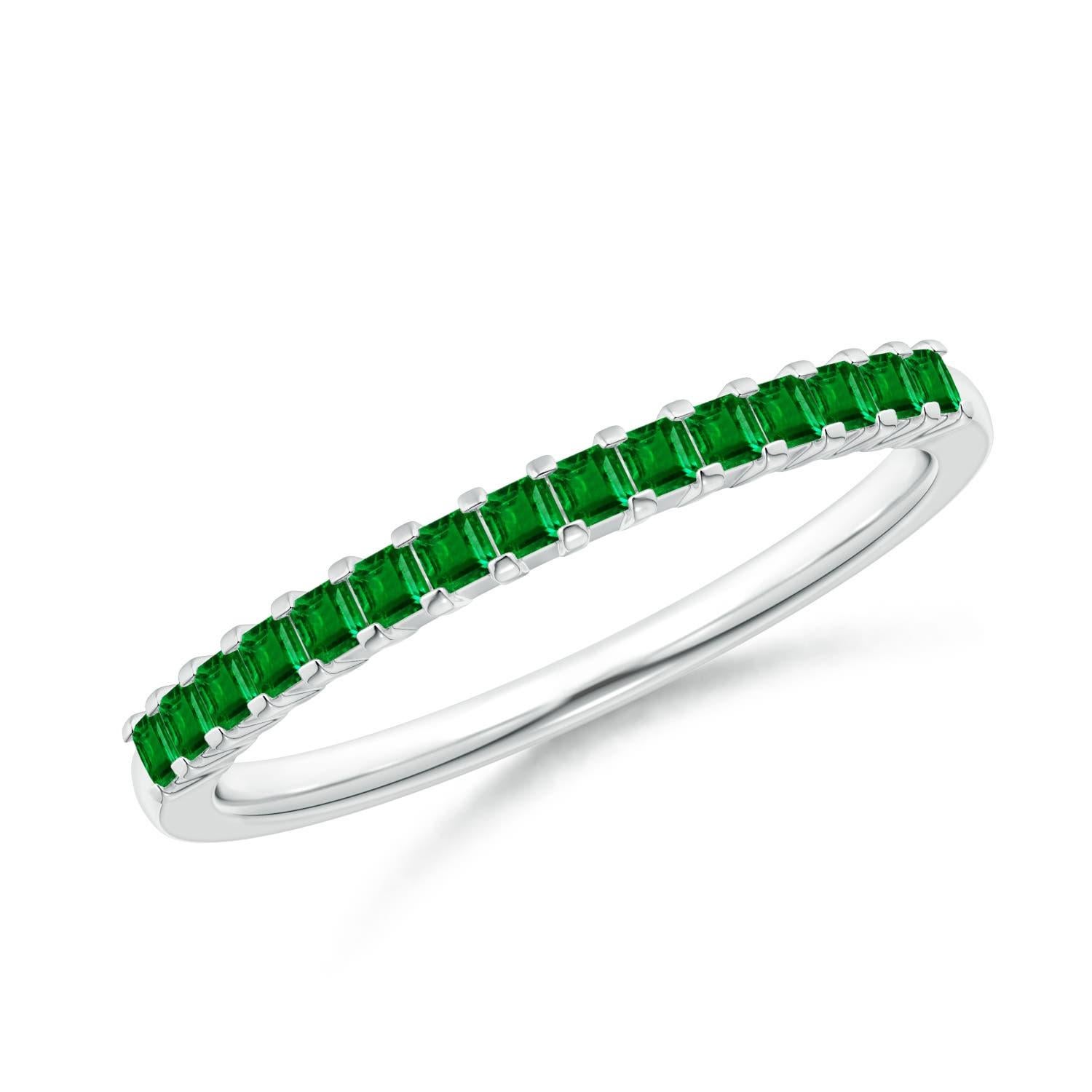 Anillo de boda clásico con esmeralda cuadrada natural Angara en oro macizo de 14 quilates en venta 2