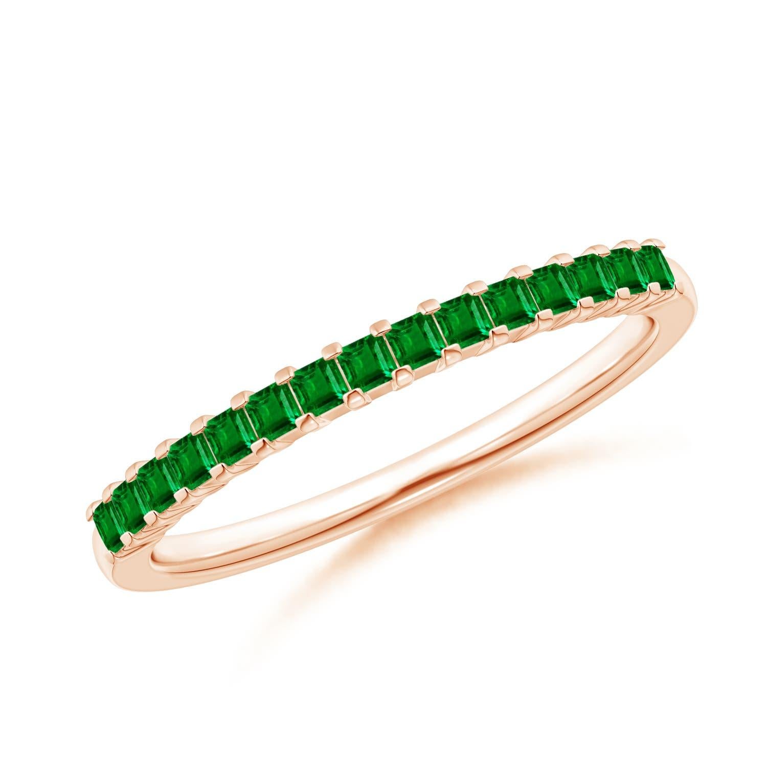 Anillo de boda clásico con esmeralda cuadrada natural Angara en oro macizo de 14 quilates en venta 3