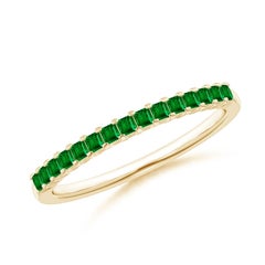 Anillo de boda clásico con esmeralda cuadrada natural Angara en oro macizo de 14 quilates