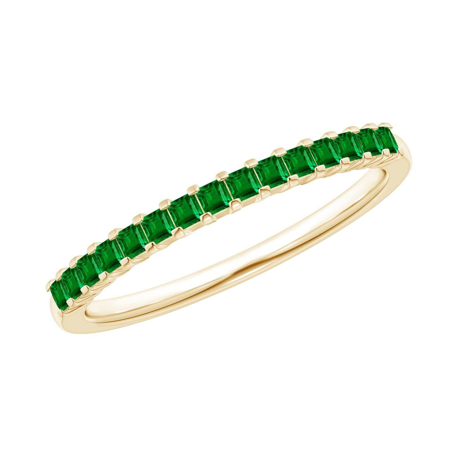 Angara Natural Square Emerald Eternity Classic Wedding Ring in 14K Solid Gold