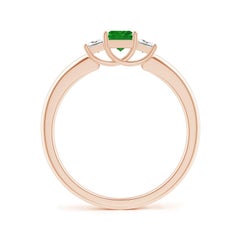 Angara Natural Square Emerald & Princess Diamond Engagement Ring 14K Solid Gold