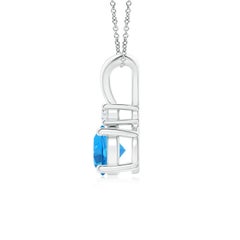 Ciondolo solitario con diamante in oro bianco 14K di Angara, Topazio Blu Svizzero Naturale e Diamante