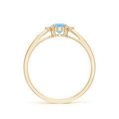 Angara Natural Swiss Blue Topaz Tapered Shank Ring with Diamonds in 14K Gold