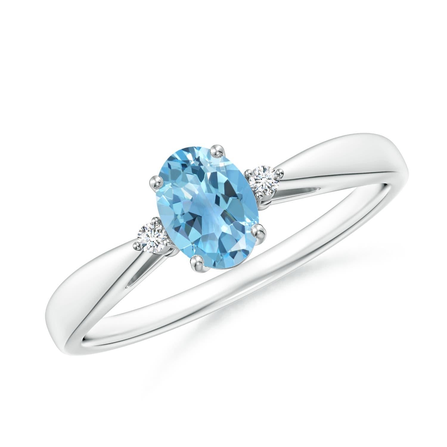 Donna Anello Angara in Topazio Blu Svizzero Naturale con gambo affusolato e diamanti in oro 14K in vendita