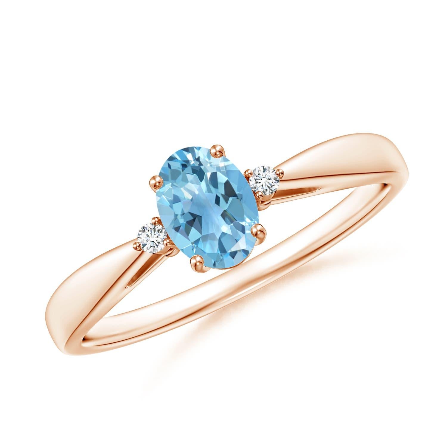 Anello Angara in Topazio Blu Svizzero Naturale con gambo affusolato e diamanti in oro 14K in vendita 1