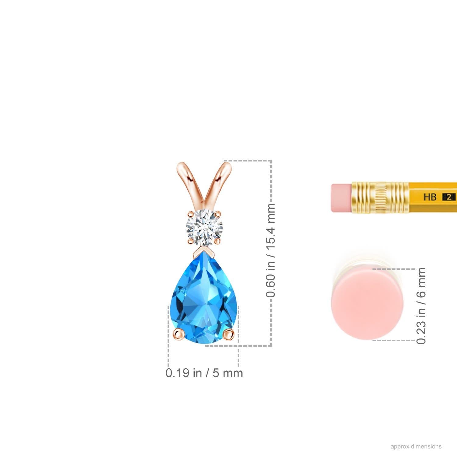 Angara Natural Swiss Blue Topaz Teardrop Pendant with Diamond in 14K Solid Gold In New Condition For Sale In Los Angeles, CA