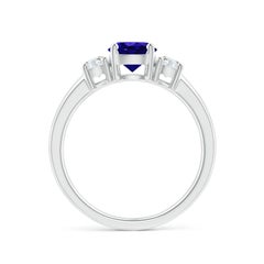 Angara Natural Tanzanite and Diamond Three Stone Engagement Ring in 14K Gold