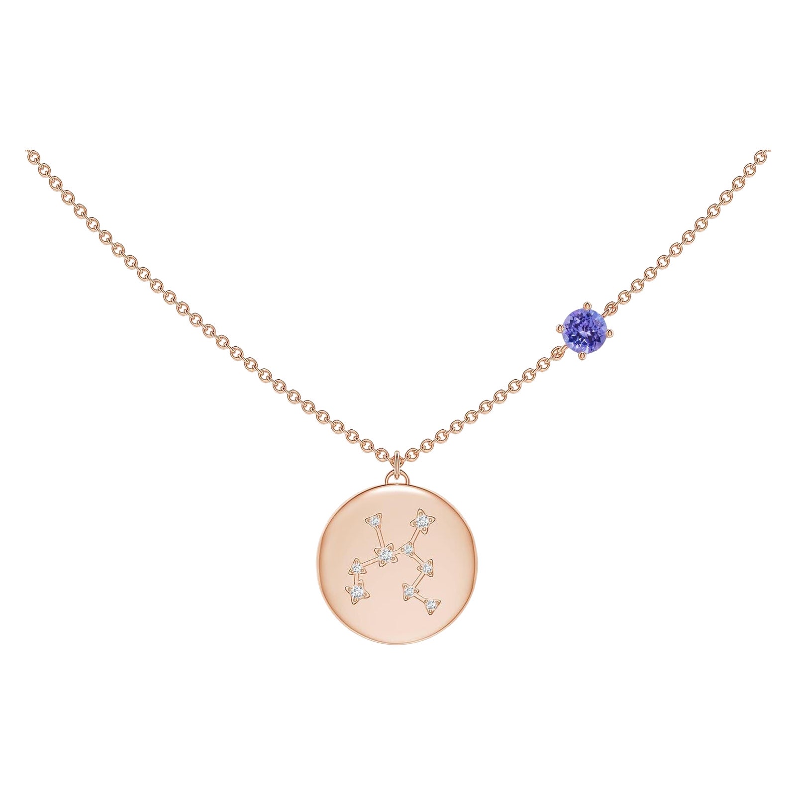 Angara Natural Tanzanite Sagittarius Constellation Medallion Pendant in 14K Gold For Sale