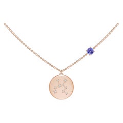 Angara Natural Tanzanite Sagittarius Constellation Medallion Pendant in 14K Gold