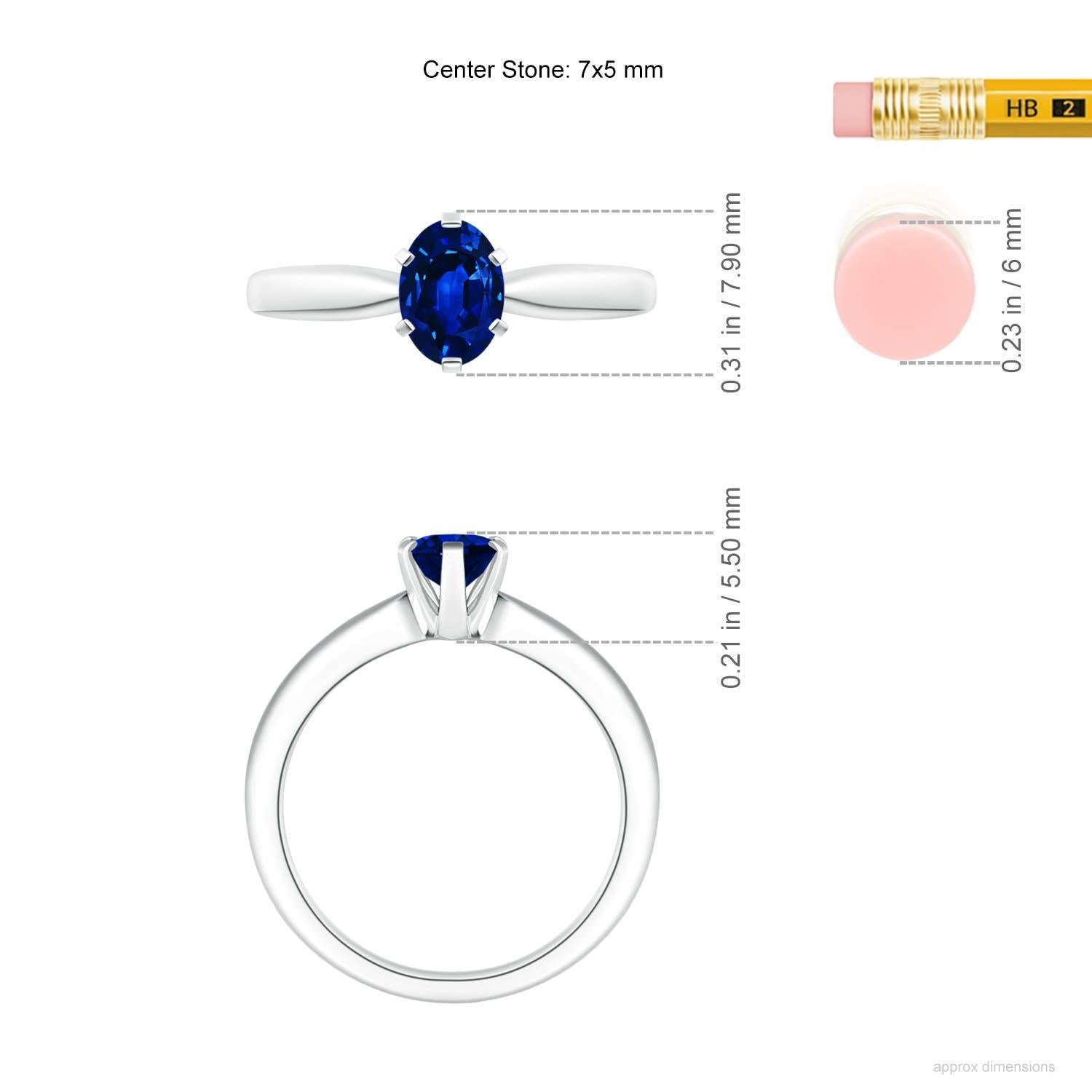 Angara natürlichen verjüngten Schaft Oval Solitär Saphir Ring in 14K massivem Gold Damen im Angebot