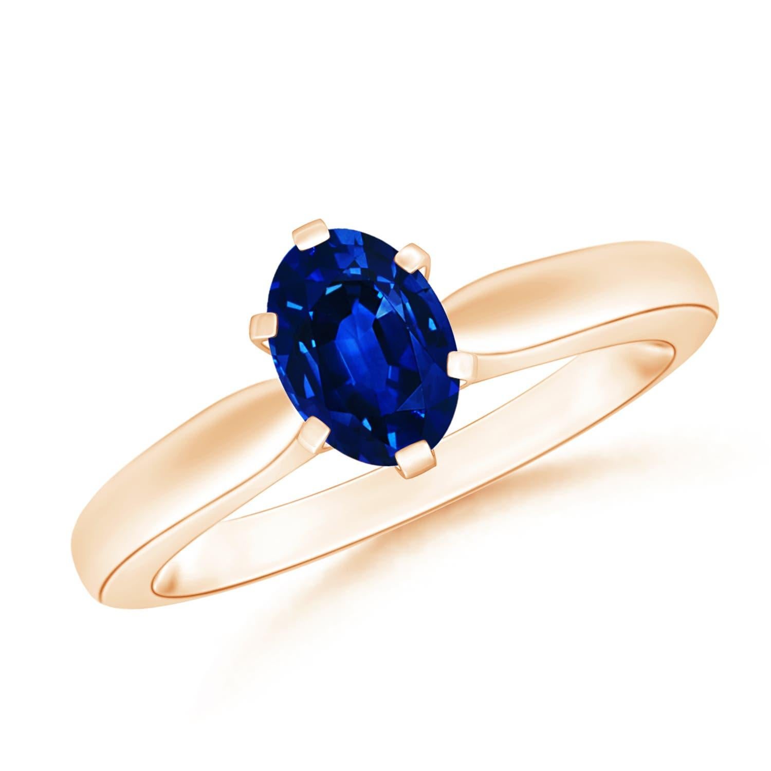 Angara natürlichen verjüngten Schaft Oval Solitär Saphir Ring in 14K massivem Gold im Angebot 2