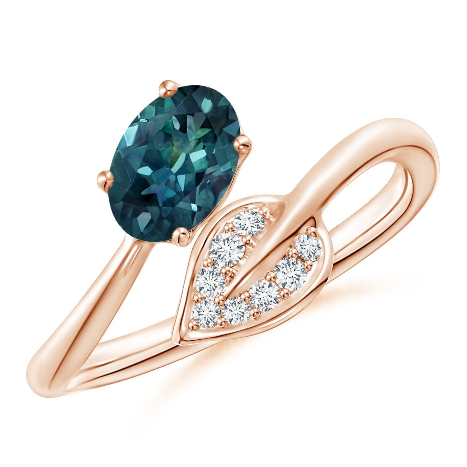 Anello con zaffiro naturale Angara Montana e foglia di diamante in oro massiccio 14 carati in vendita 3