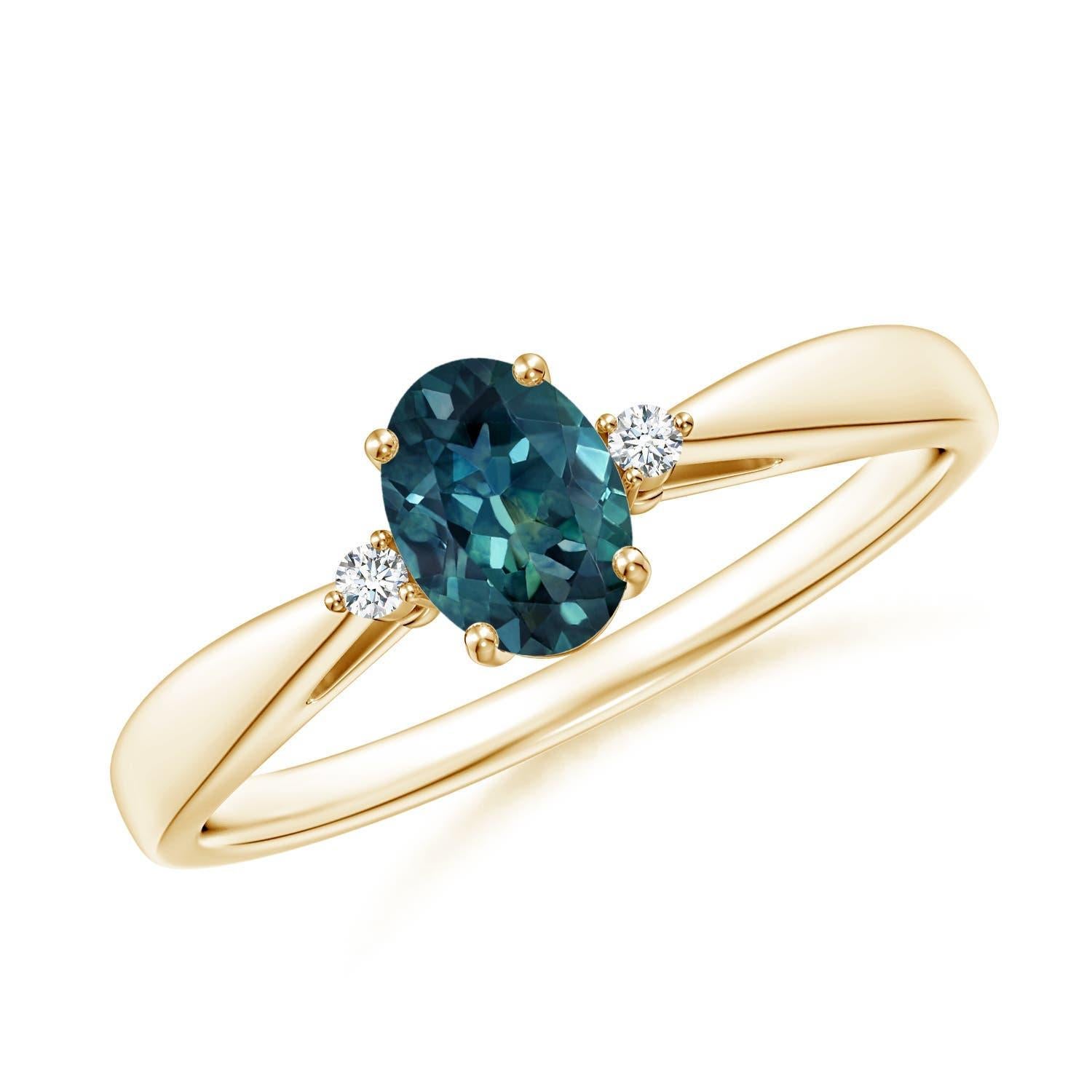 Angara Natural Teal Montana Sapphire Solitär Ring mit Diamanten in 14K Gold im Angebot 1