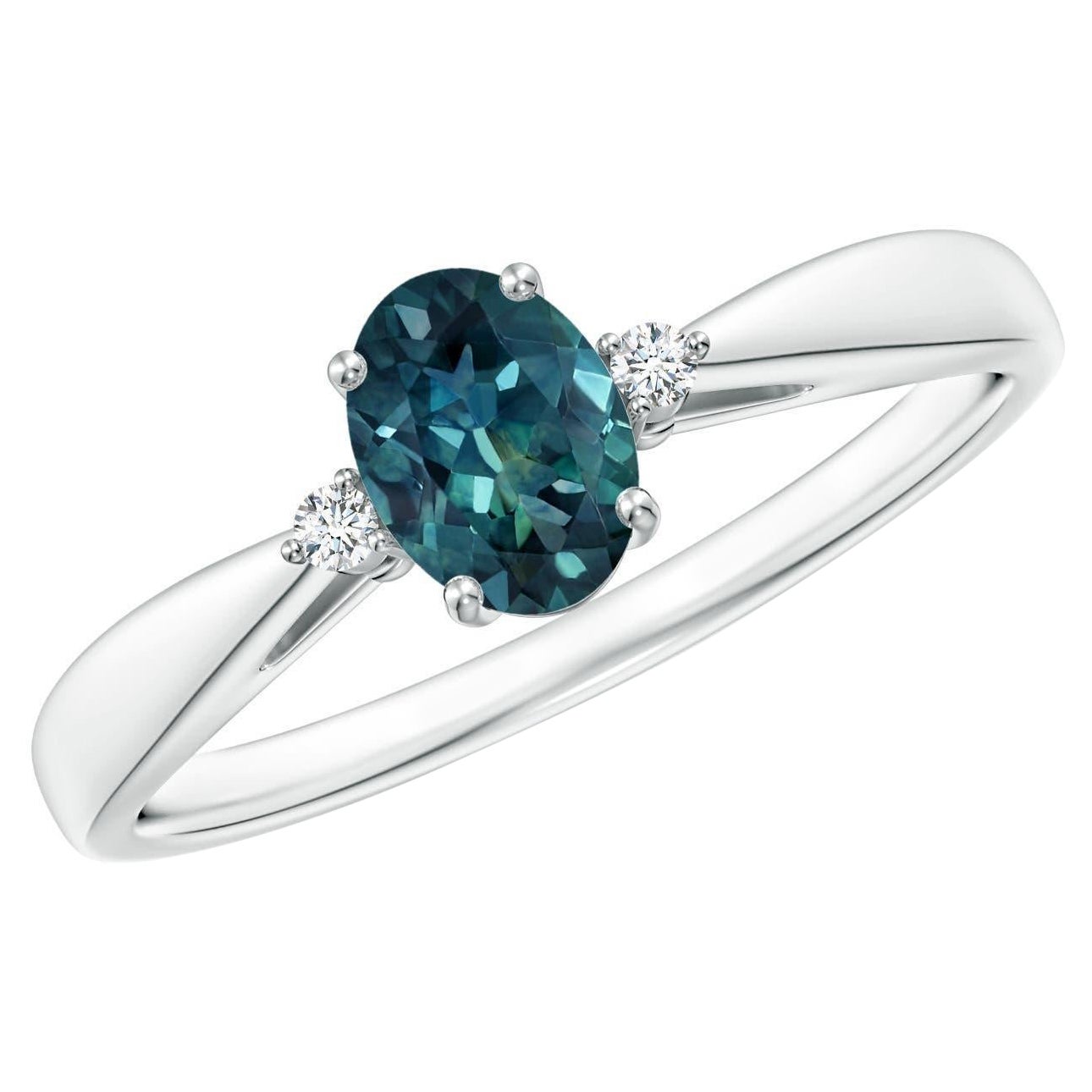 Angara Natural Teal Montana Sapphire Solitär Ring mit Diamanten in 14K Gold im Angebot