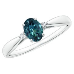 Angara Natural Teal Montana Sapphire Solitär Ring mit Diamanten in 14K Gold