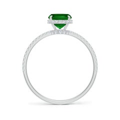 Angara Natural Thin Shank Cushion 1.25 ct Emerald Ring with Diamond in 14K Gold