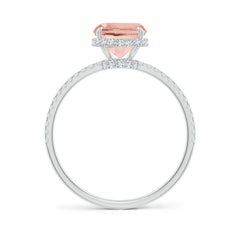 Angara Natural Thin Shank Cushion 1.8 ct Morganite Ring with Diamond in 14K Gold