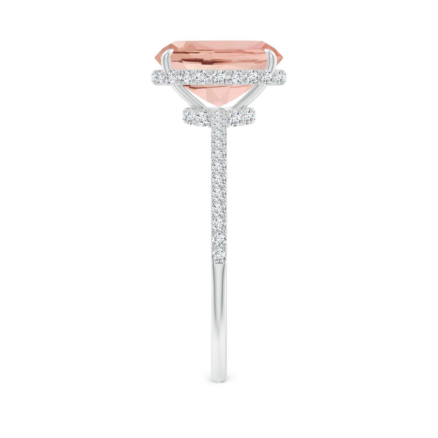 Angara natürlichen dünnen Schaft Kissen 1,8 kt Morganit Ring mit Diamant in 14K Gold Damen im Angebot