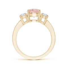 Angara Natural Three Stone 1.1 ct Morganite and Diamond Ring in 14K Solid Gold