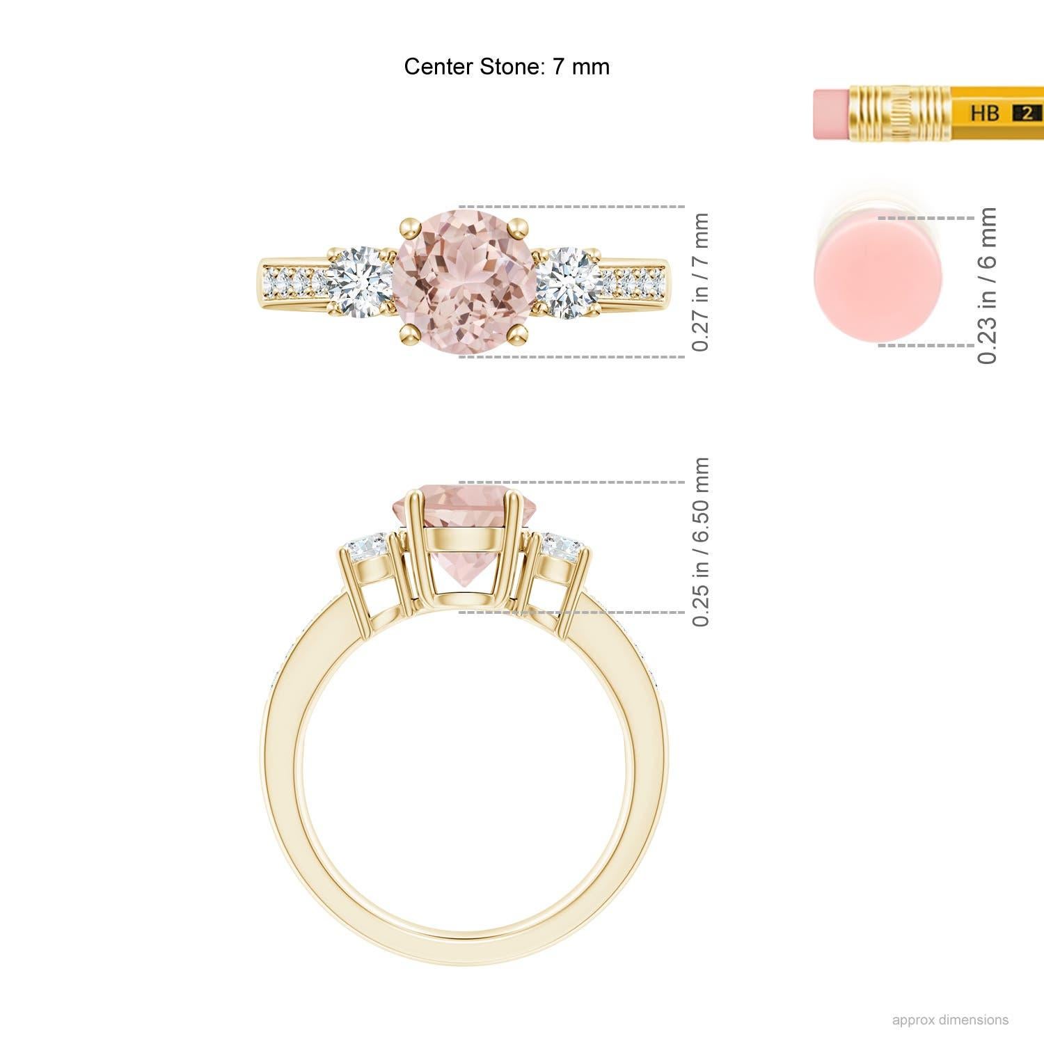 Angara natürlichen drei Stein 1,1 ct Morganit und Diamant-Ring in 14K massivem Gold Damen im Angebot