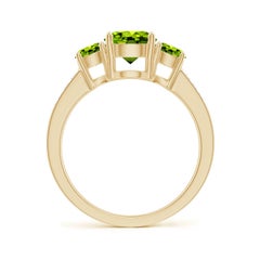 Angara Natural Three Stone 1.4 ct Peridot Ring with Diamond in 14K Solid Gold