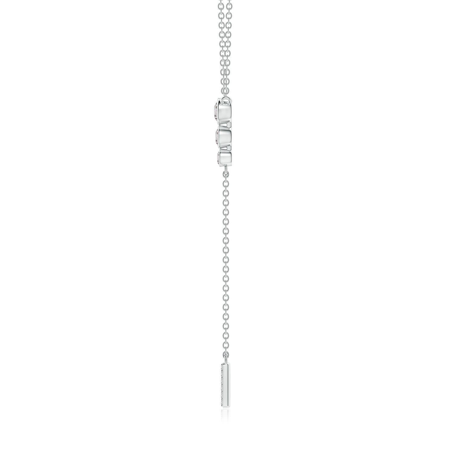 Modern Angara Natural Three Stone Bezel-Set Diamond Lariat Necklace in Platinum For Sale