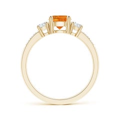 Angara Natural Three Stone Citrine and Diamond Ring in 14K Solid Gold for Women
