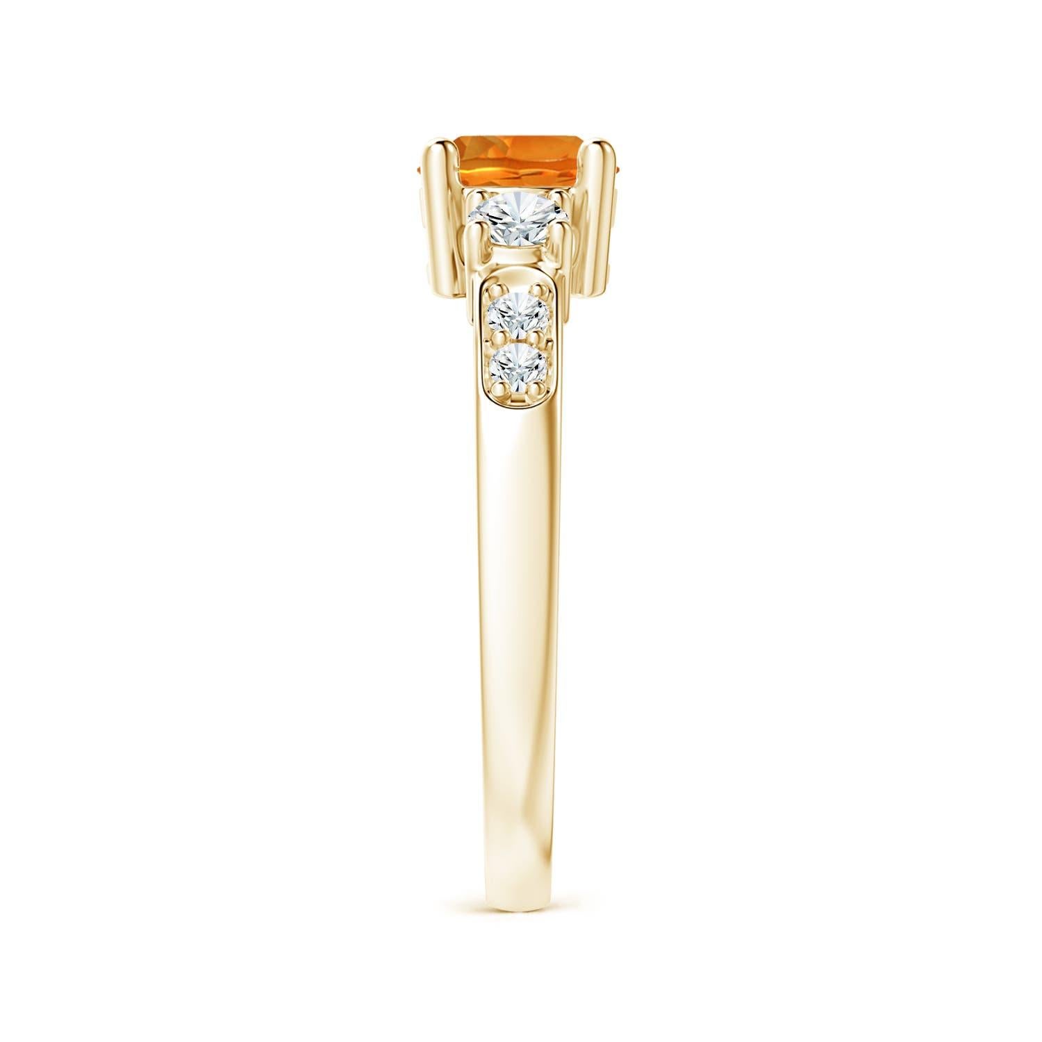 Anello Angara con tre pietre naturali, citrino e diamante, in oro massiccio 14K per donna In condizioni Nuovo in vendita a Los Angeles, CA