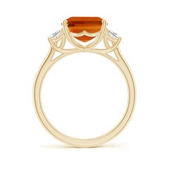 Angara Natural Three Stone Emerald-Cut 4.2ct Citrine & Diamond Ring in 14K Gold