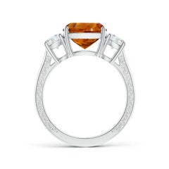 Angara Natural Three Stone GIA Certified Cushion 2.83ct Citrine Ring in 14K Gold