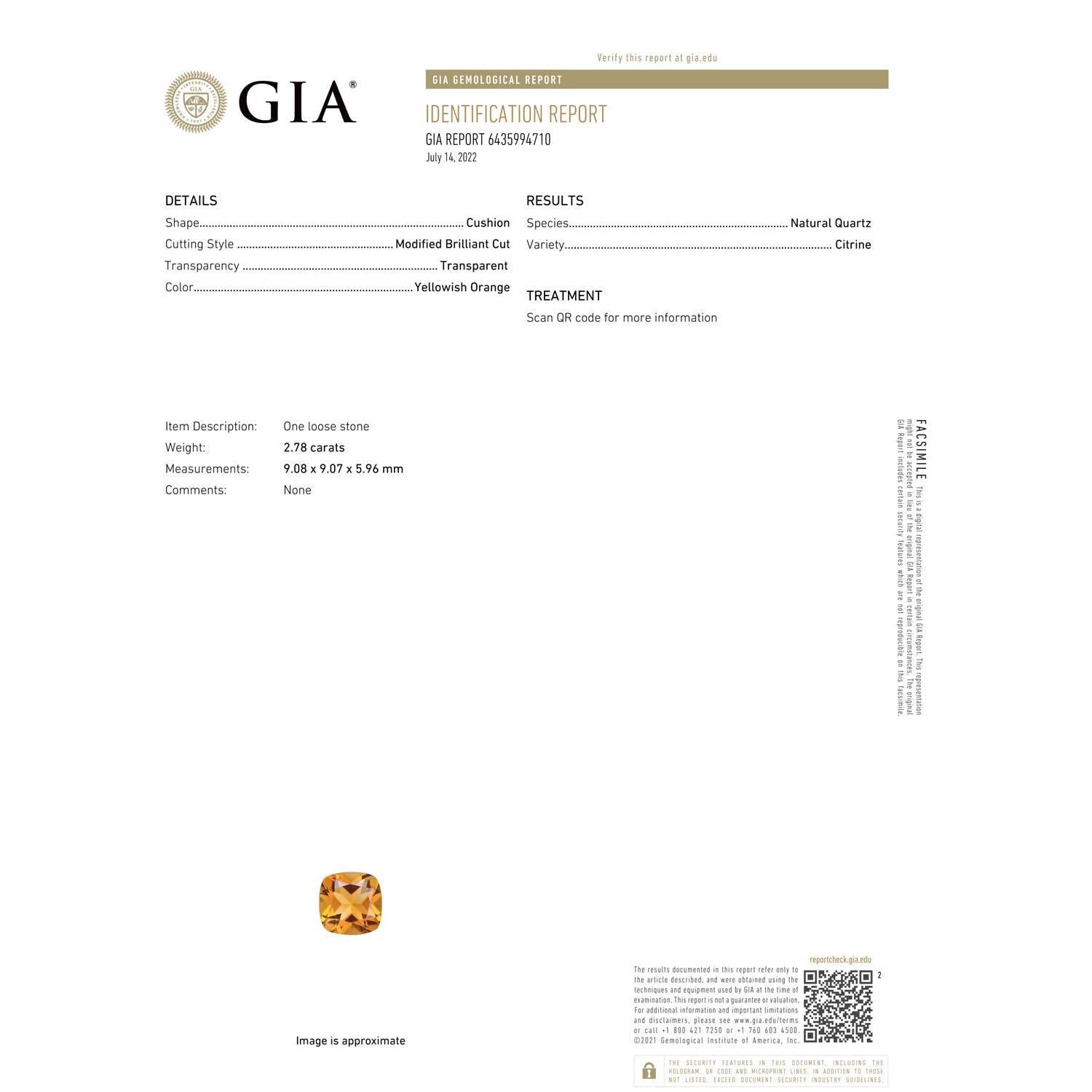 Moderno A. Stone Anello con tre pietre naturali e cuscino certificato GIA da 2,83 carati in oro 14K in vendita