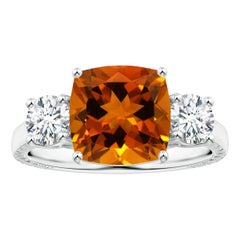 Angara natürlichen drei Stein GIA zertifiziert Kissen 3,96ct Citrin Ring in 14K Gold