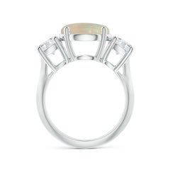 Angara Natural Three Stone GIA Certified Round 2.39 ct Opal Ring in 14K Gold