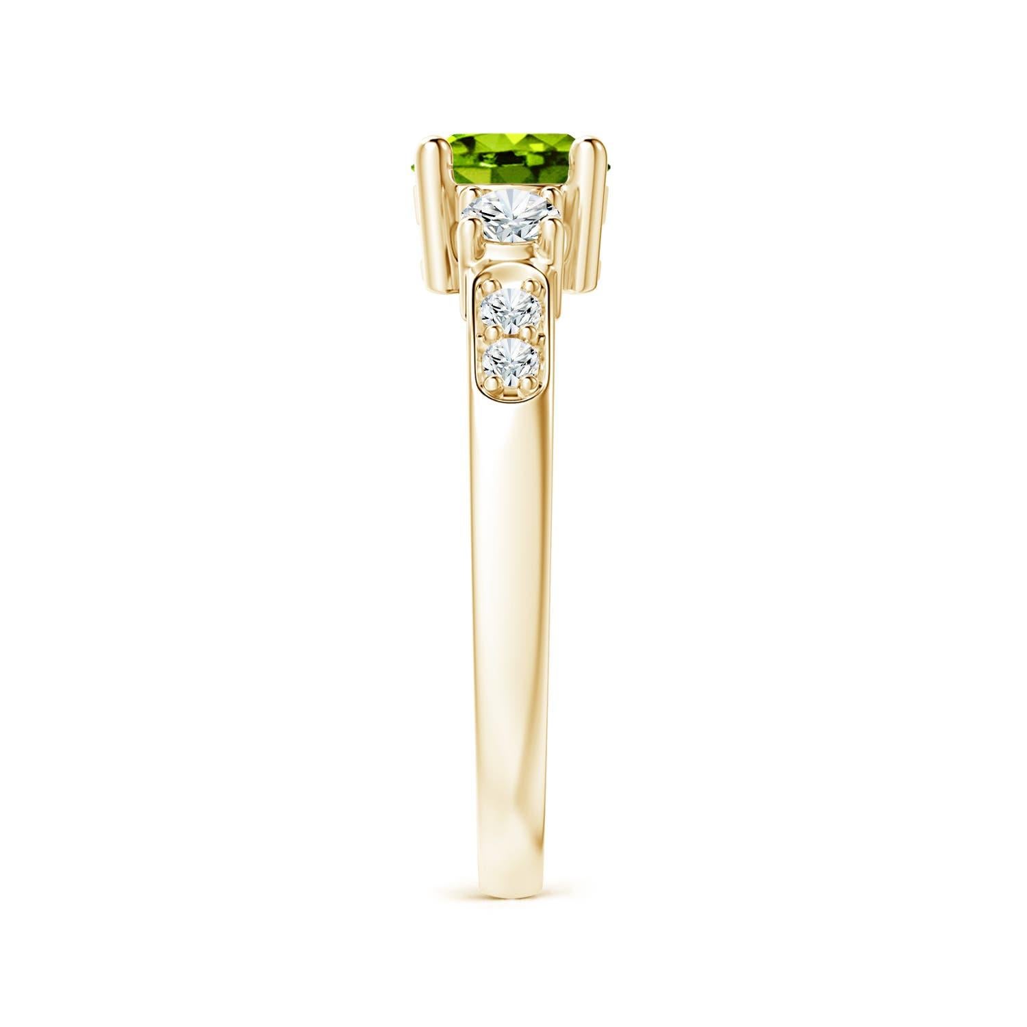 Donna Anello Angara con tre pietre naturali, peridoto e diamanti, in oro massiccio 14K per donna in vendita