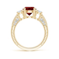 Angara Natural Three Stone Round 2.2ct Garnet and Diamond Ring in 14K Solid Gold