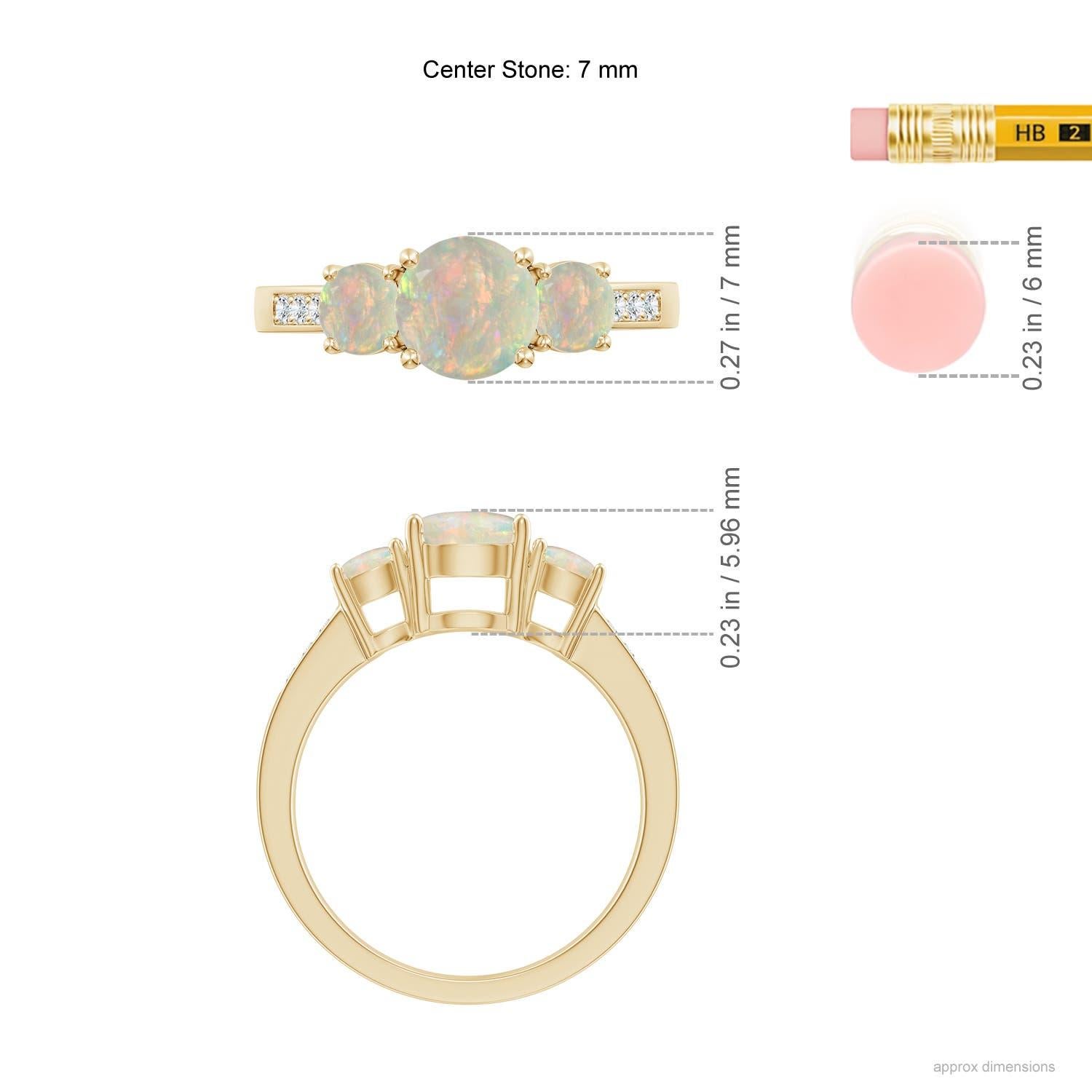 Angara natürlichen drei Stein Runde Opal Ring mit Diamant-Akzent in 14K massivem Gold Damen im Angebot