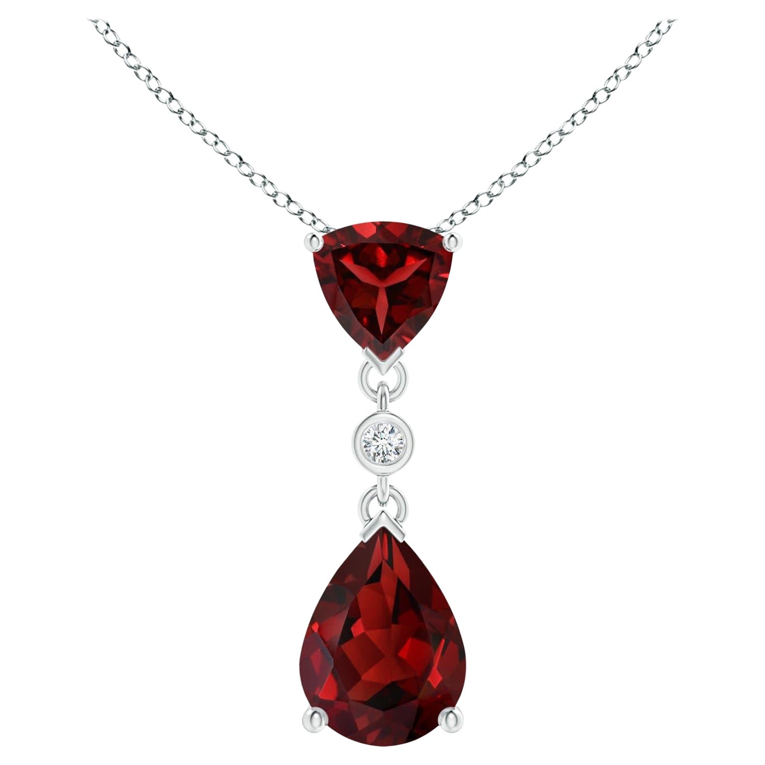 Pendentif en or massif 14K avec grenat en trillion naturel et poire de 1,3 ct Angara