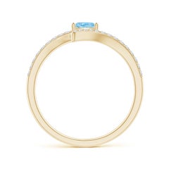 Angara Natural Trillion Aquamarine Pisces Ring with Diamonds in 14K Solid Gold