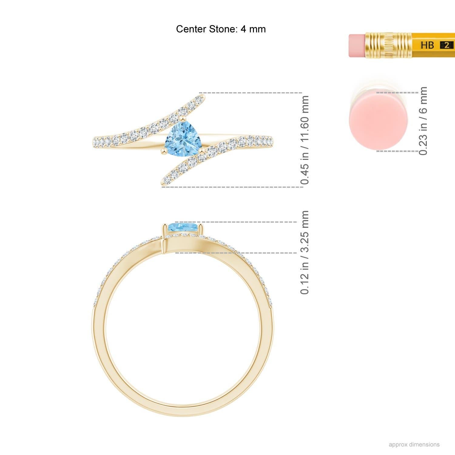 Anello Angara con acquamarina naturale Trillion e diamanti in oro massiccio 14 carati in vendita 1