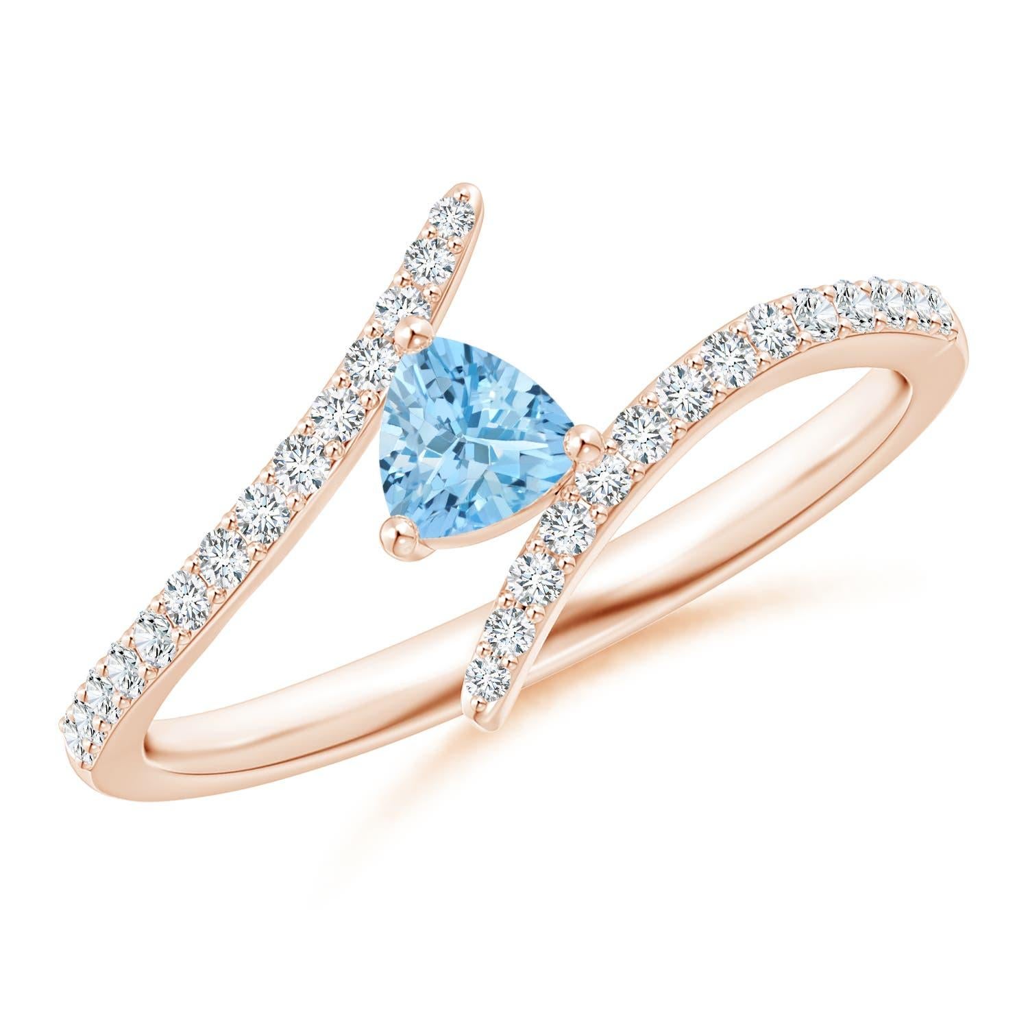 Anello Angara con acquamarina naturale Trillion e diamanti in oro massiccio 14 carati in vendita 3