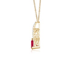 Angara Natural Trillion Ruby Solitaire Pendant with Diamond in 14K Solid Gold