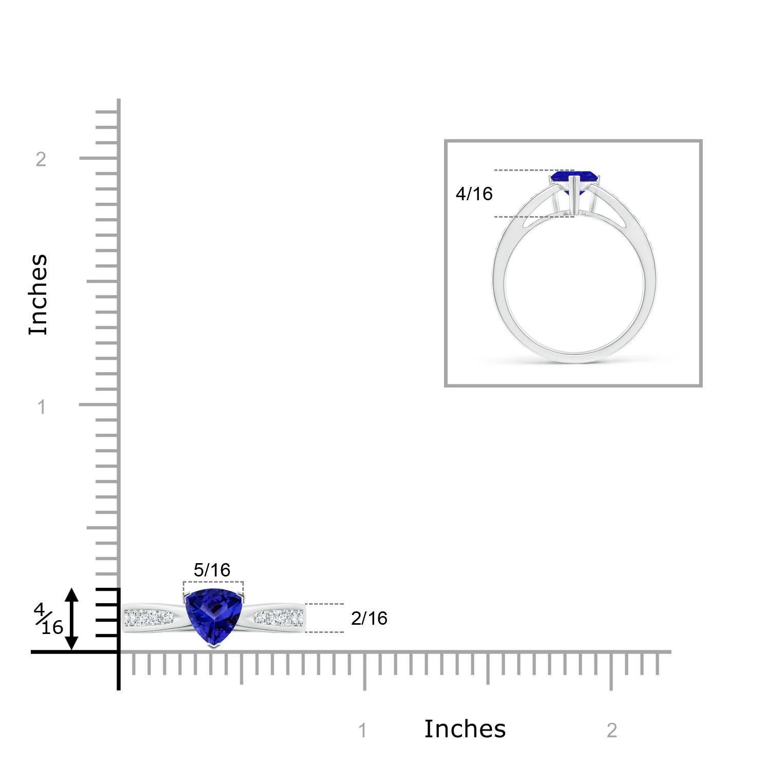 Donna Anello solitario con tanzanite Angara Nature Trillion e accenti di diamanti in oro 14K in vendita