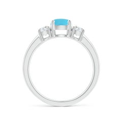Angara Natural Turquoise and Diamond Three Stone Engagement Ring 14K Solid Gold