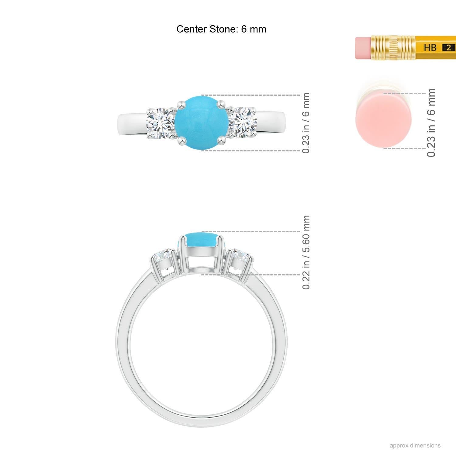Women's Angara Natural Turquoise and Diamond Three Stone Engagement Ring 14K Solid Gold For Sale